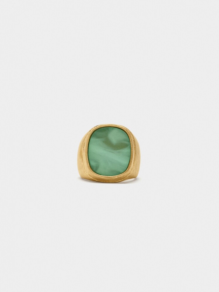 Anillo Cuadrado Efecto Piedra verde