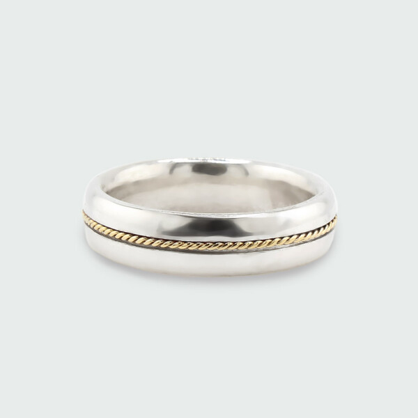 Par de alianzas MOON de plata 925 con trenza en oro amarillo 18k. Par de alianzas MOON de plata 925 con trenza en oro amarillo 18k.