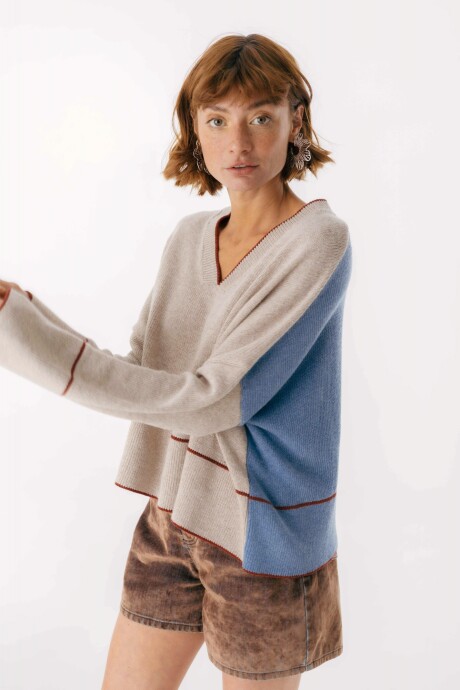 Sweater Saela Beige/Azul