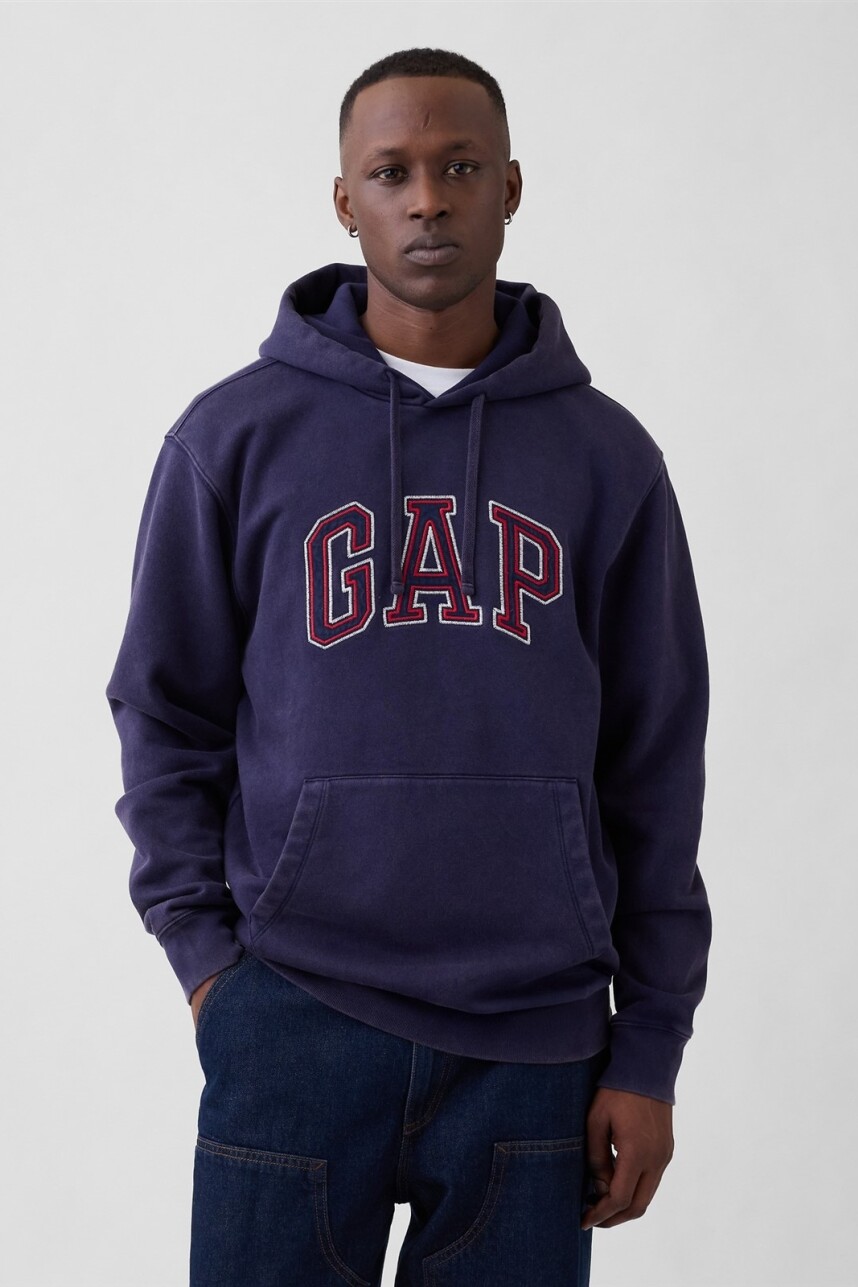 Buzo Canguro Con Logo Gap Hombre Navy Uniform