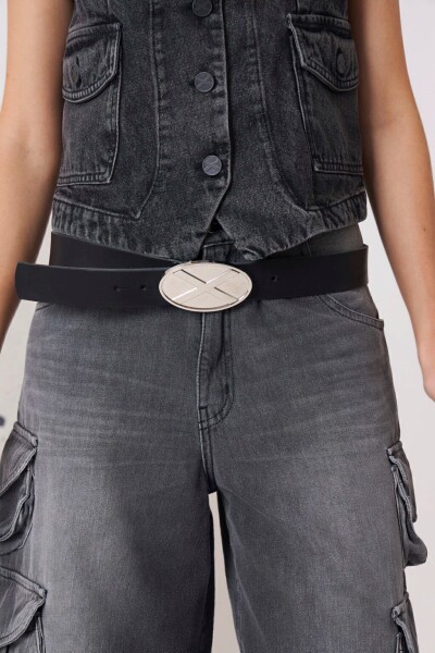 CINTO ESSENTIAL HEBILLA NIQUEL Negro