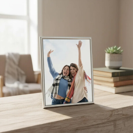 Portar Retrato Marco Clásico para Fotos 10x15Cm Vidrio Metal Plateado