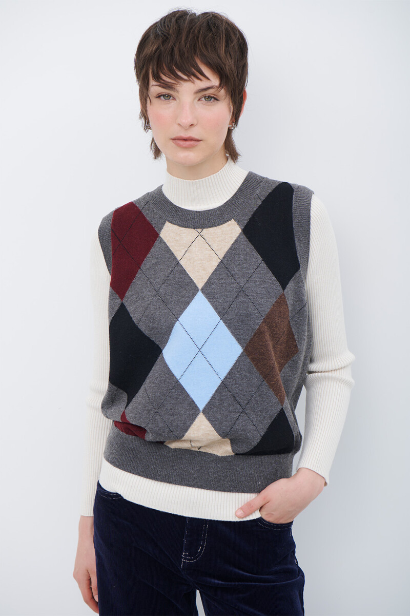 CHALECO ROMBOS CELESTE