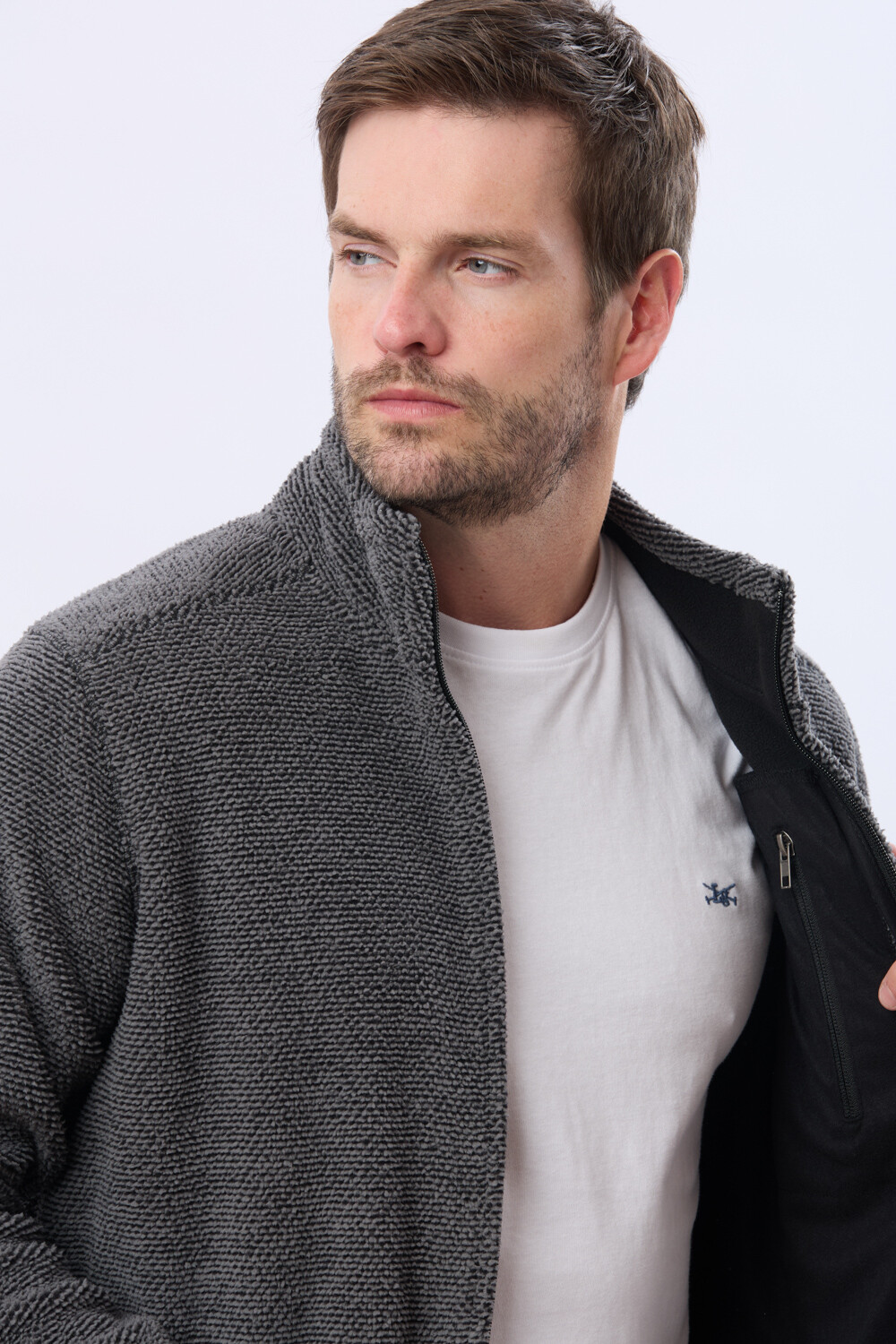 CAMPERA POLAR TEXTURADO GRUESO Gris