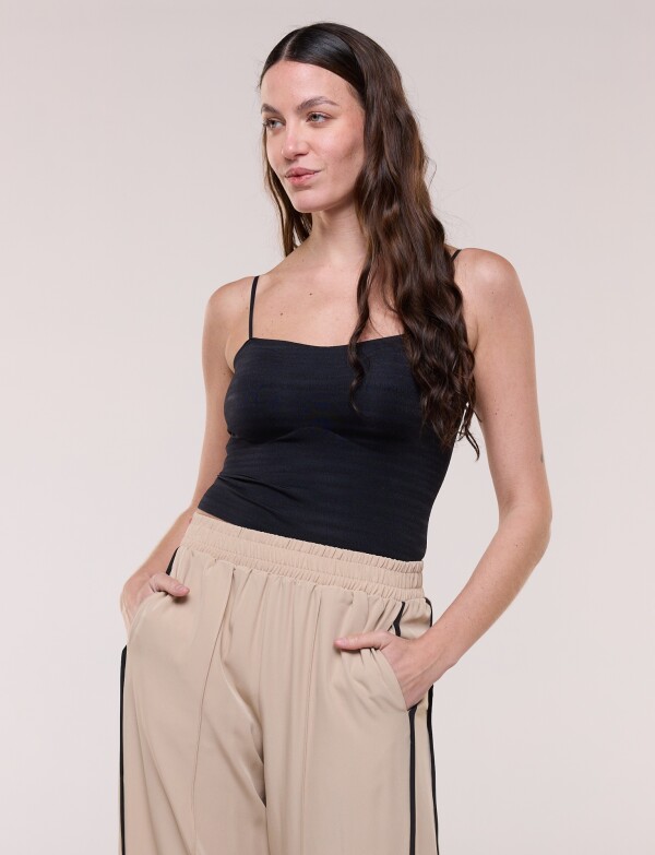 Top Crop De Breteles Finos NEGRO