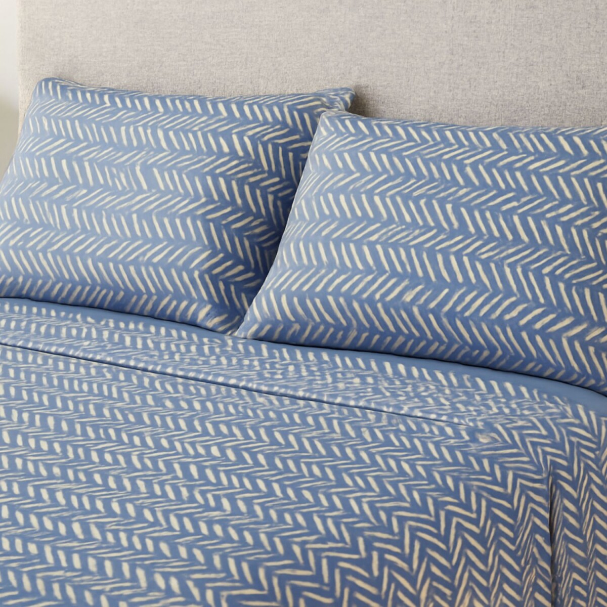 Juego de Sábanas Bukara 2 Plazas - Zig Zag Celeste 