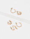 Aros Argollas Set Metal Set De Argollas - Dorado