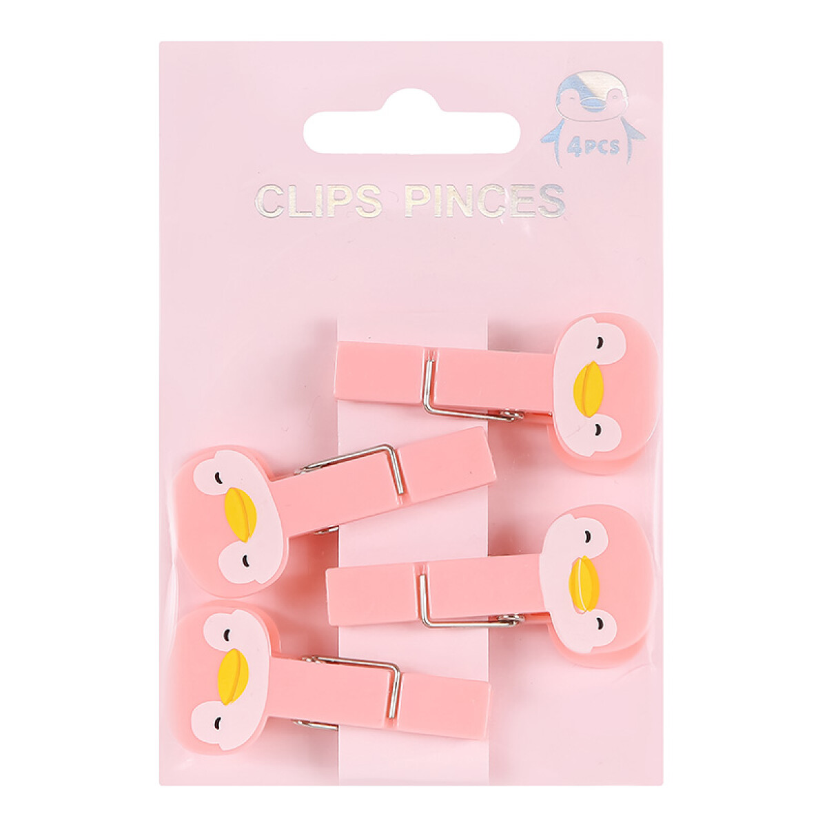 Clip Pingüino 4 pcs - rosa 