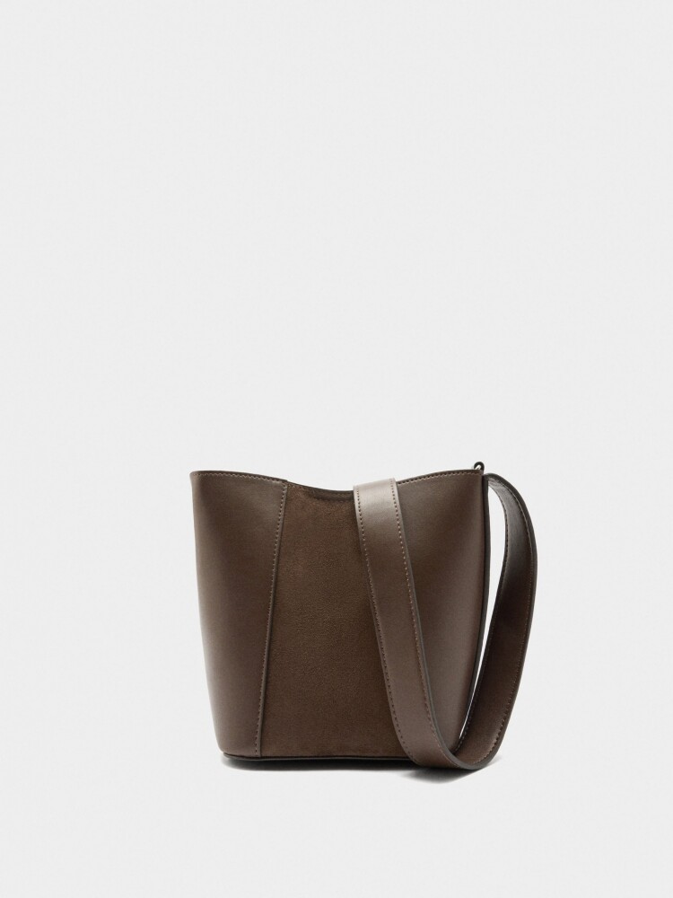 Bolso Bombonera Contraste De Texturas marron