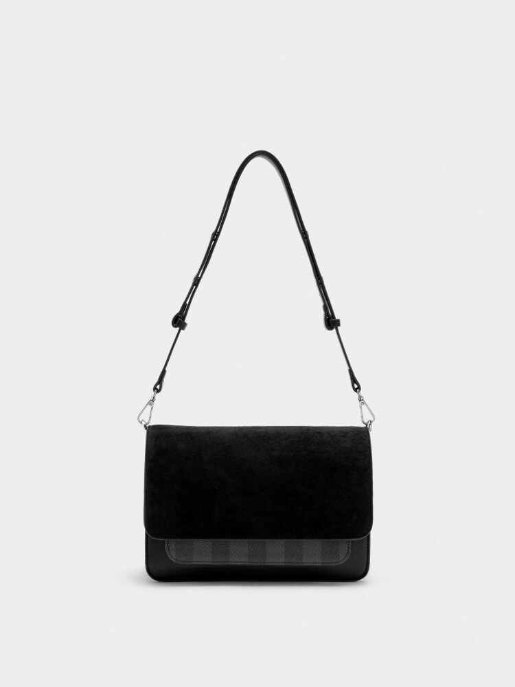 Bolso Bandolera Con Solapa negro