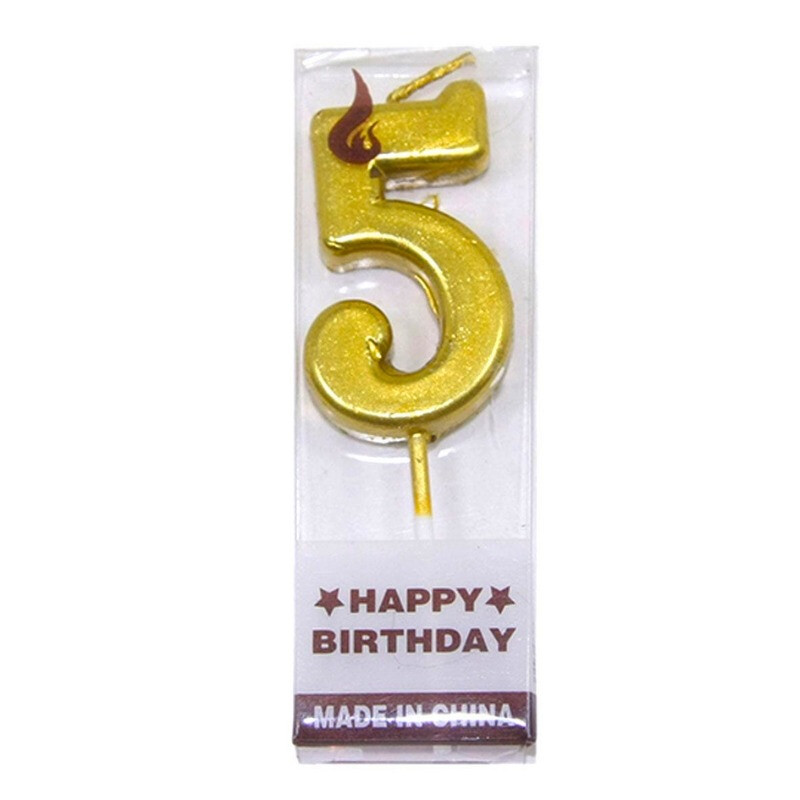 Vela de Numero Dorada CINCO