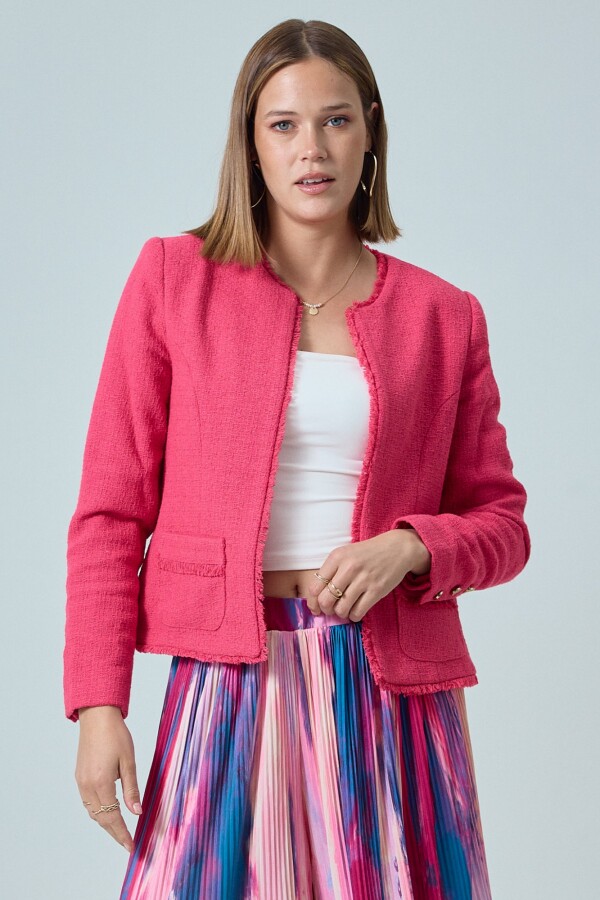 Chaqueta Tweed Crop FUCSIA