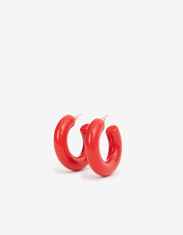 Aros Argollas Acrilico Argollas Resina Rojo - Rojo Medio