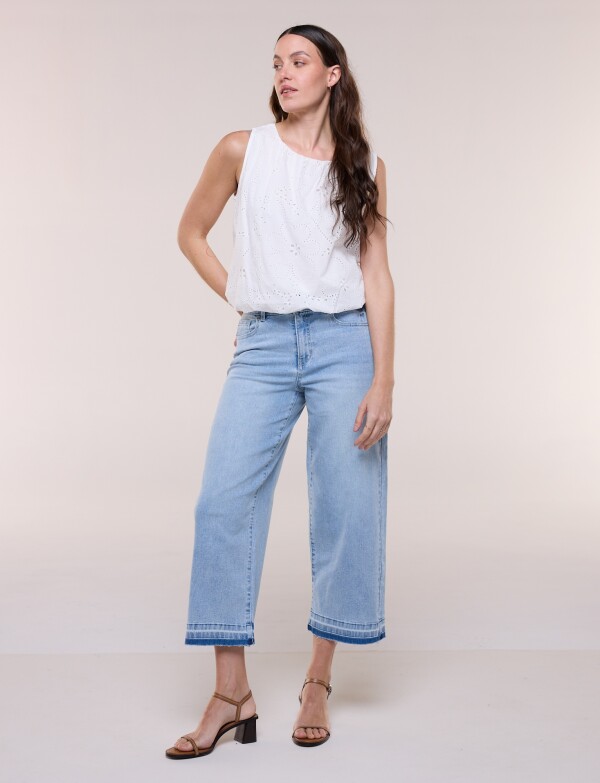 Jean Crop Con Ruedo Bicolor JEAN CLARO