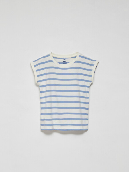Camiseta manga corta rayada Celeste