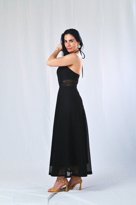 Vestido largo bordado Abril Negro