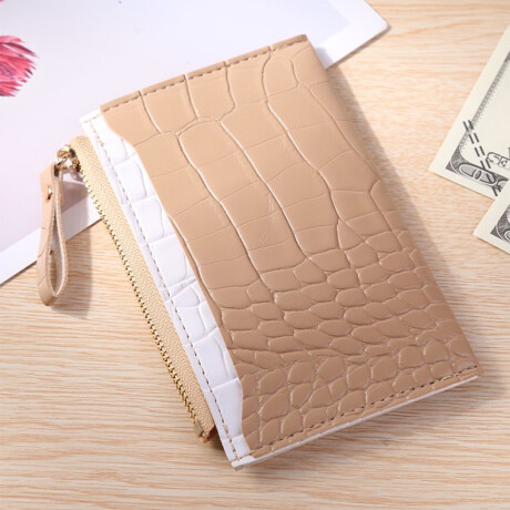 Monedero croco tarjetero bicolor Beige