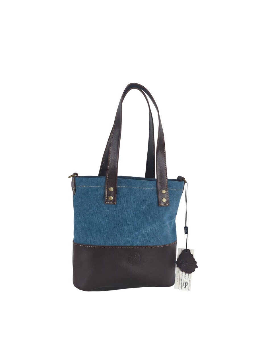 Bolso matero en lona y cuero - azul 