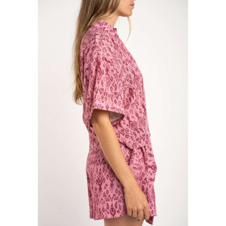 Camisa Estampada Lurex Rosa