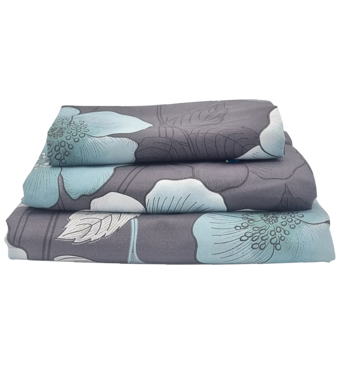 Juego De Sabanas + Funda Almohada 1 Plaza Microfibra 240x160 cm - Color Variante Flores 
