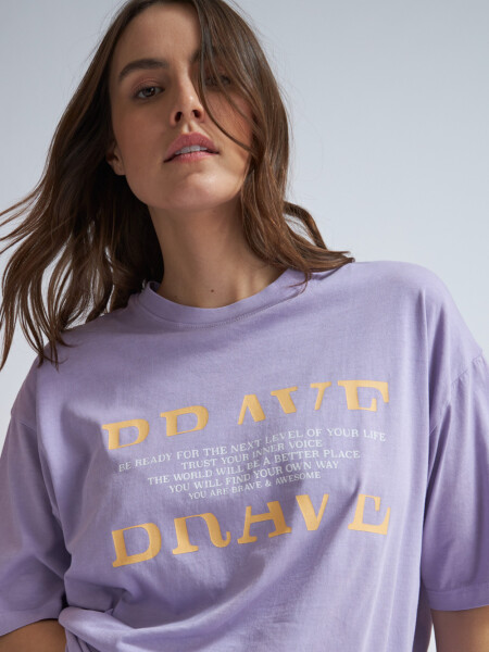 Camiseta larga manga corta estampada Lavanda