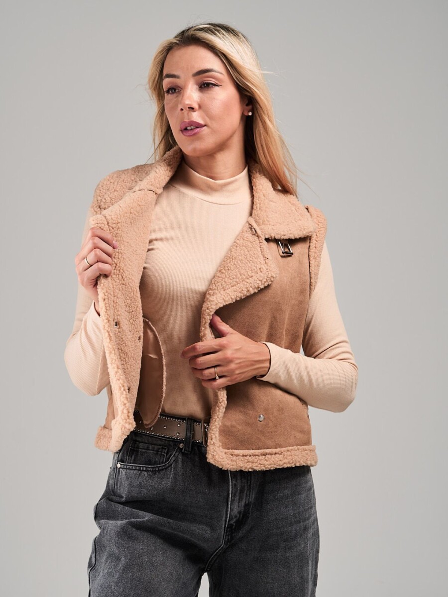Chaleco con sherpa Slowly - Beige 