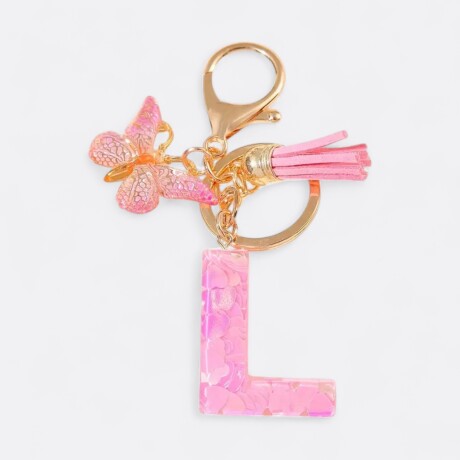 Llavero de letras L rosa