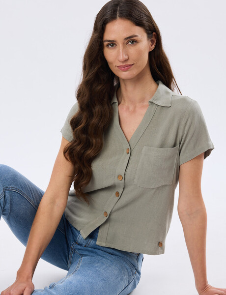 CAMISA DE LINO LISA Verde