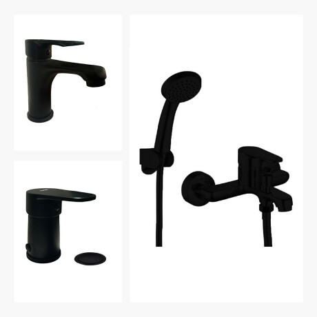 Juego Grifería Ducha Exterior Y Ducha Higiénica NEGRO