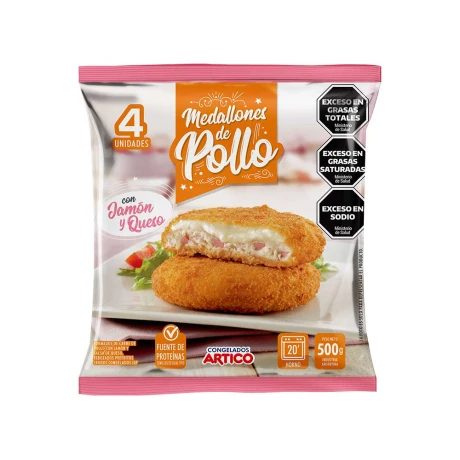 MEDALLON DE POLLO CON JAMON Y QUESO - 500 GRS 001