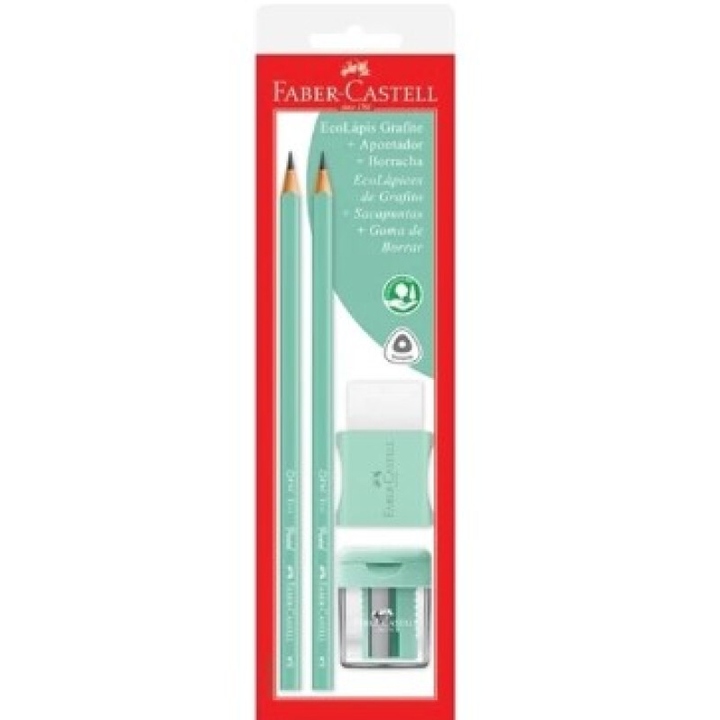 Lapiz Faber Blister X 2 Con Goma Y Sacapunta Pastel Verde Unica