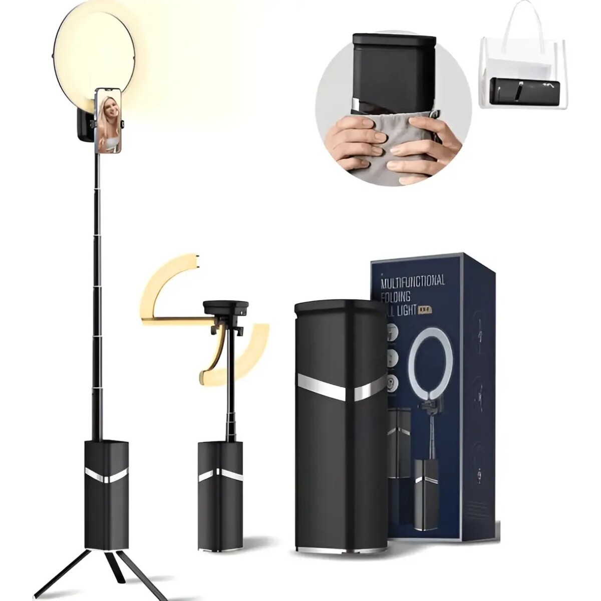 Aro De Luz Led 26cm Con Soporte Celular Tripode 4000mah - ARO CON LUZ PORTATIL + TRIPODE VAR1243 