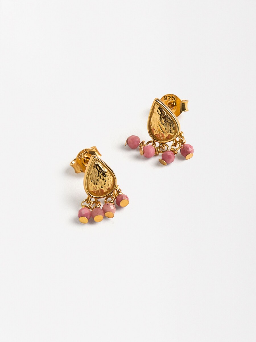 Pendientes En Forma De Lágrima Con Piedras - Plata De Ley 925 rosa