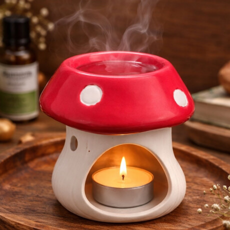 Hornito para aceites de cerámica Honguito Rojo