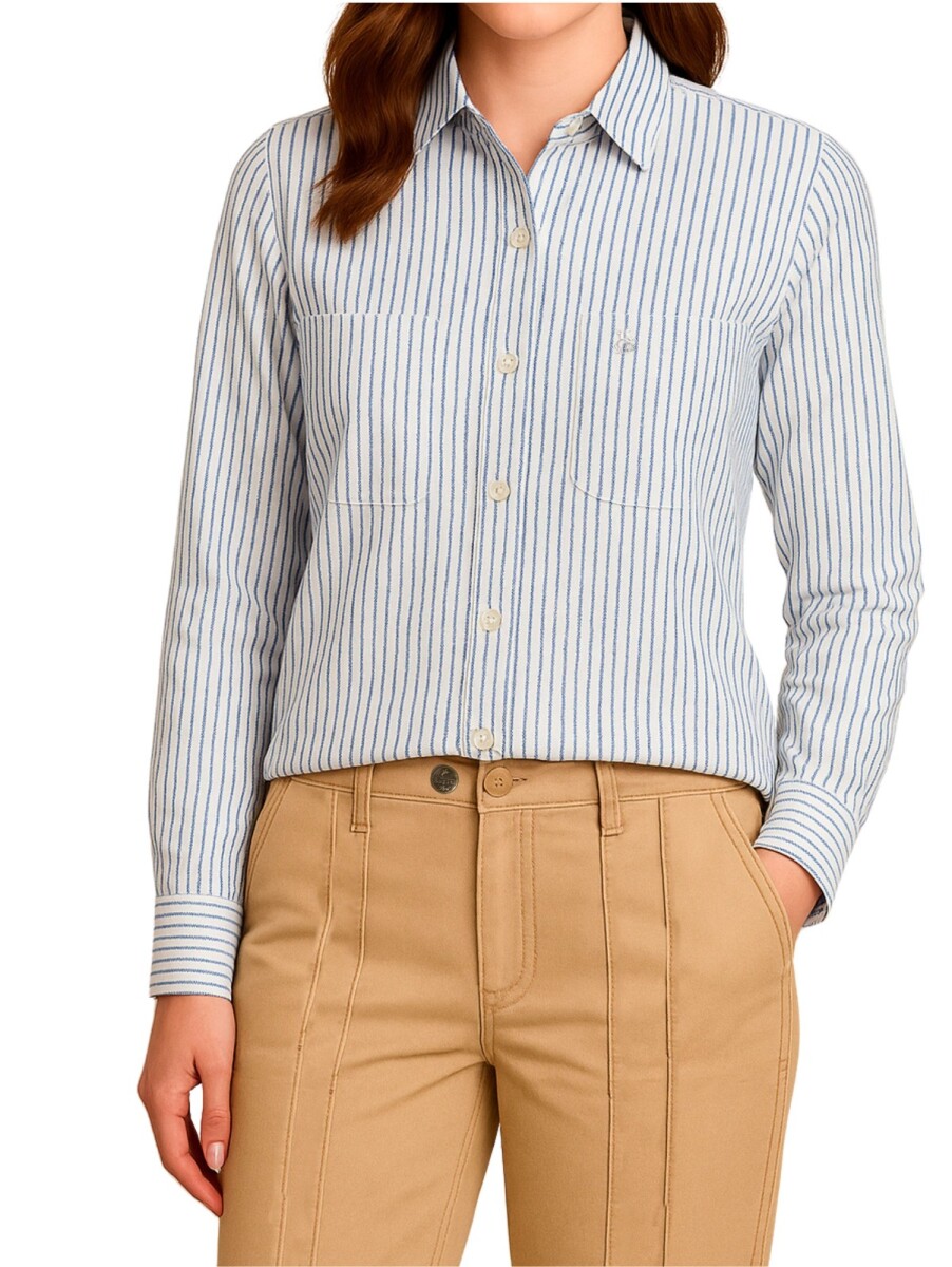 Camisa dama - Raya fina celeste 