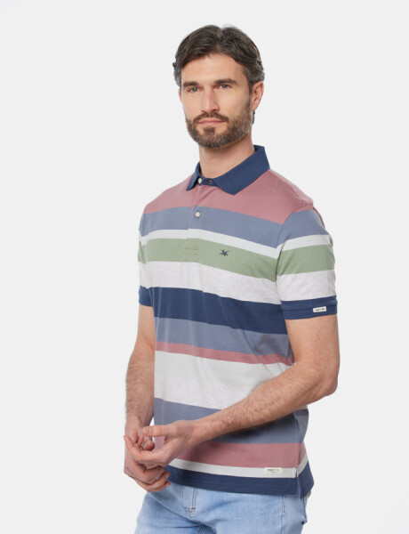 REMERA POLO JERSEY RAYADA Rosado