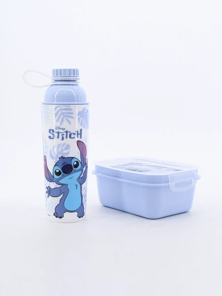 SET CONTENEDOR Y BOTELLA STITCH CELESTE