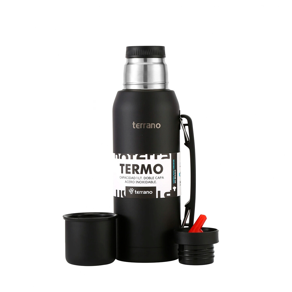 Termo Terrano Premium 1LT con Manija - NEGRO 