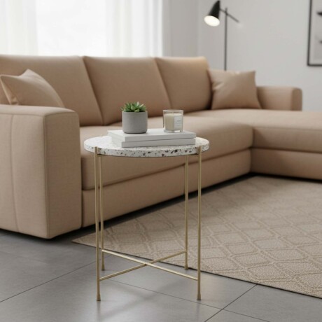 MESA LATERAL TERRAZO BLANCO TERRA