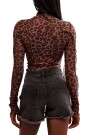 CHARLIE PRINTED MESH TOP Marron