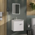 MUEBLE BAÑO SUSPENDIDO 40 CM CON MESADA Y ESPEJO - BLANCO MUEBLE BAÑO SUSPENDIDO 40 CM CON MESADA Y ESPEJO - BLANCO