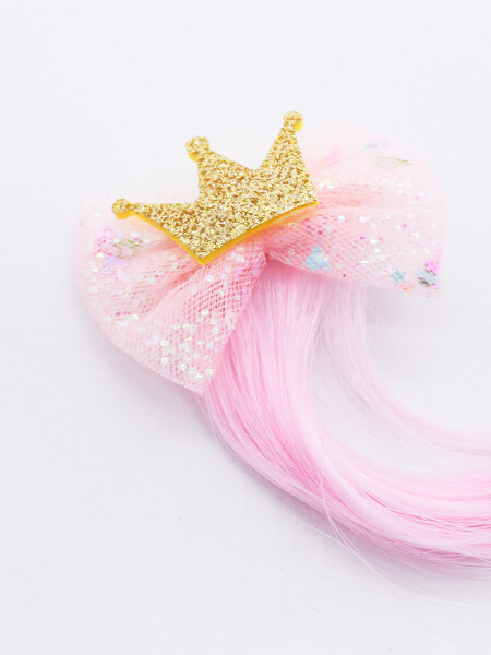 BROCHE CON EXTENSIÓN DE PELO ROSADO