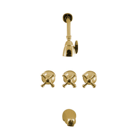 Griferia De Ducha C/Vol Aqualia En Cruz Bimando Cromado-Oro DORADO-BRUSHED GOLD