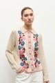 Cardigan bordado floral beige
