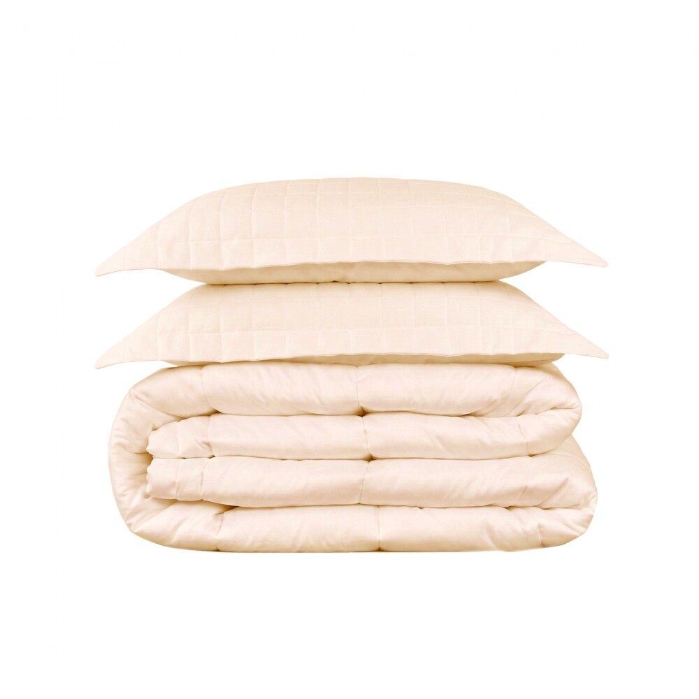 Acolchado mas Fundas Queen - Finezza 400 hilos Beige