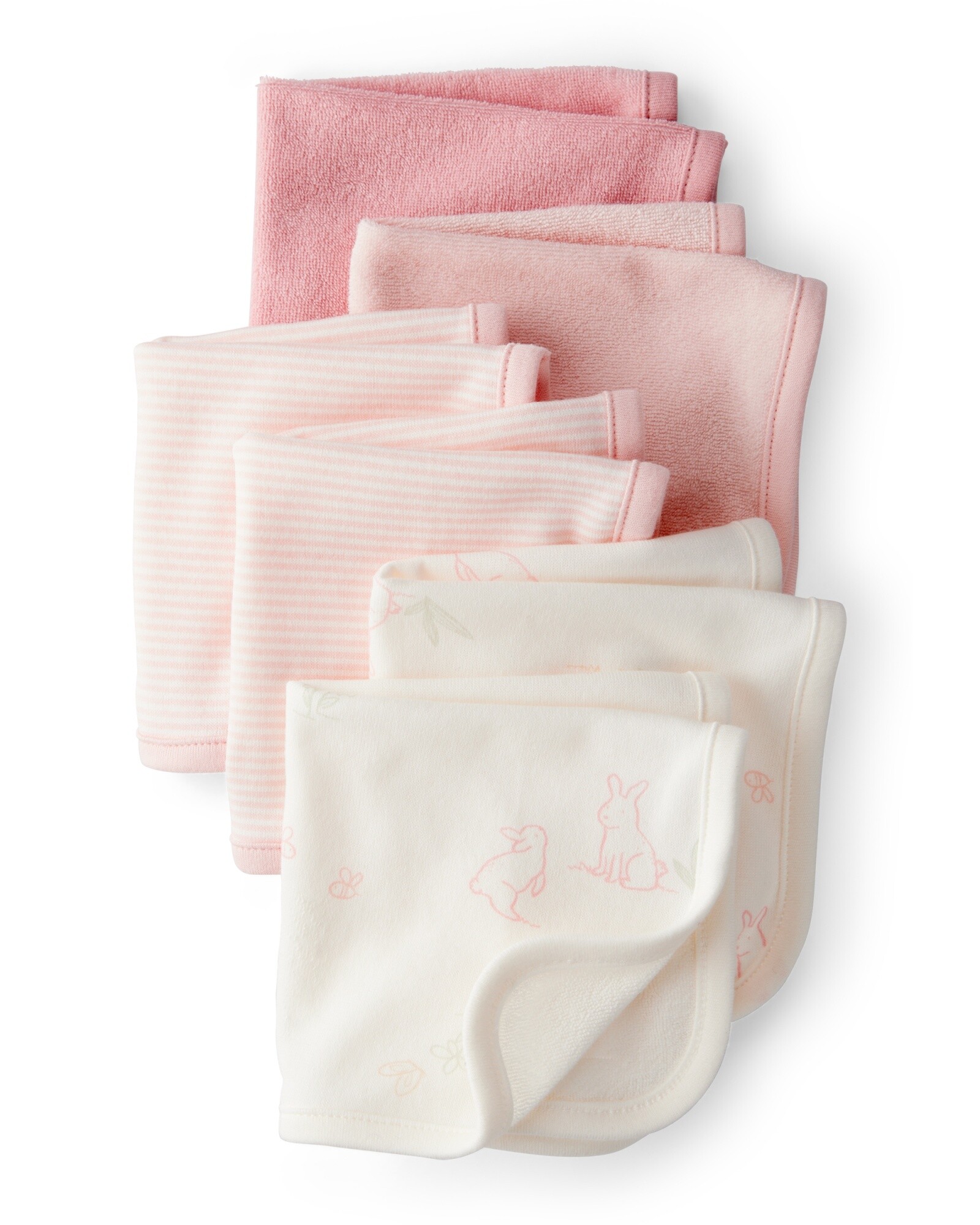 Pack seis paños de aseo de algodón terry, rosados Sin color