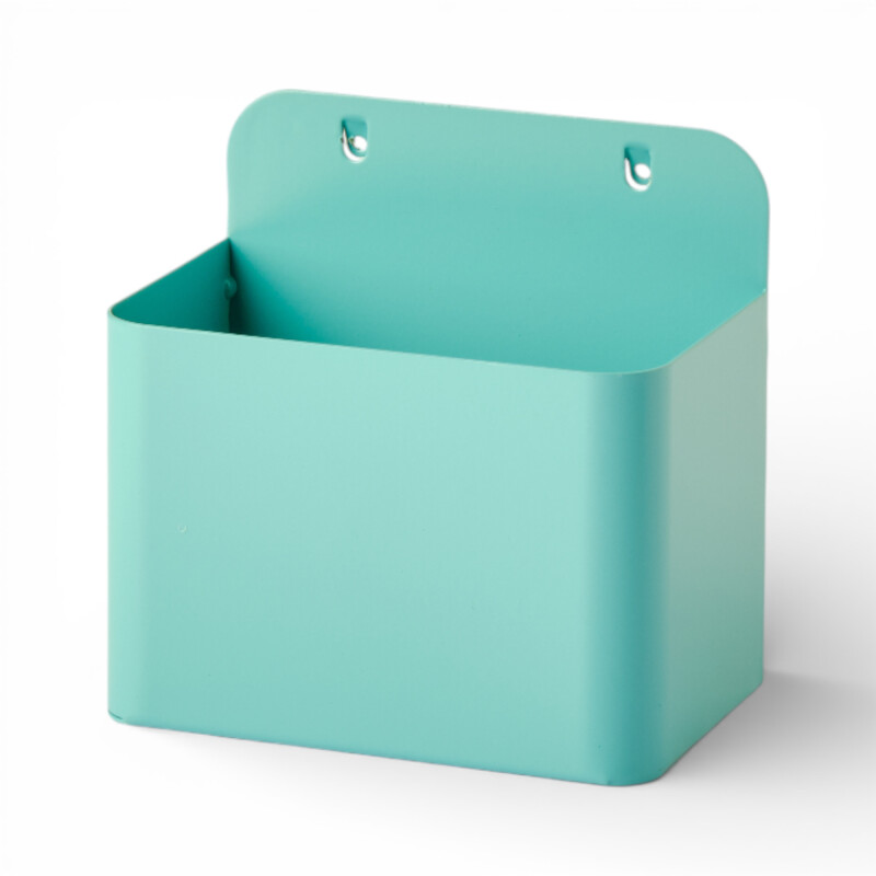 Caja cuadrada pequeña para panel perforado pegboard metálico Turquesa