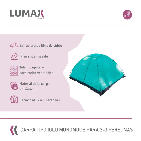 Carpa Lumax tipo Igloo Monodome 2-3 personas Carpa Lumax tipo Igloo Monodome 2-3 personas