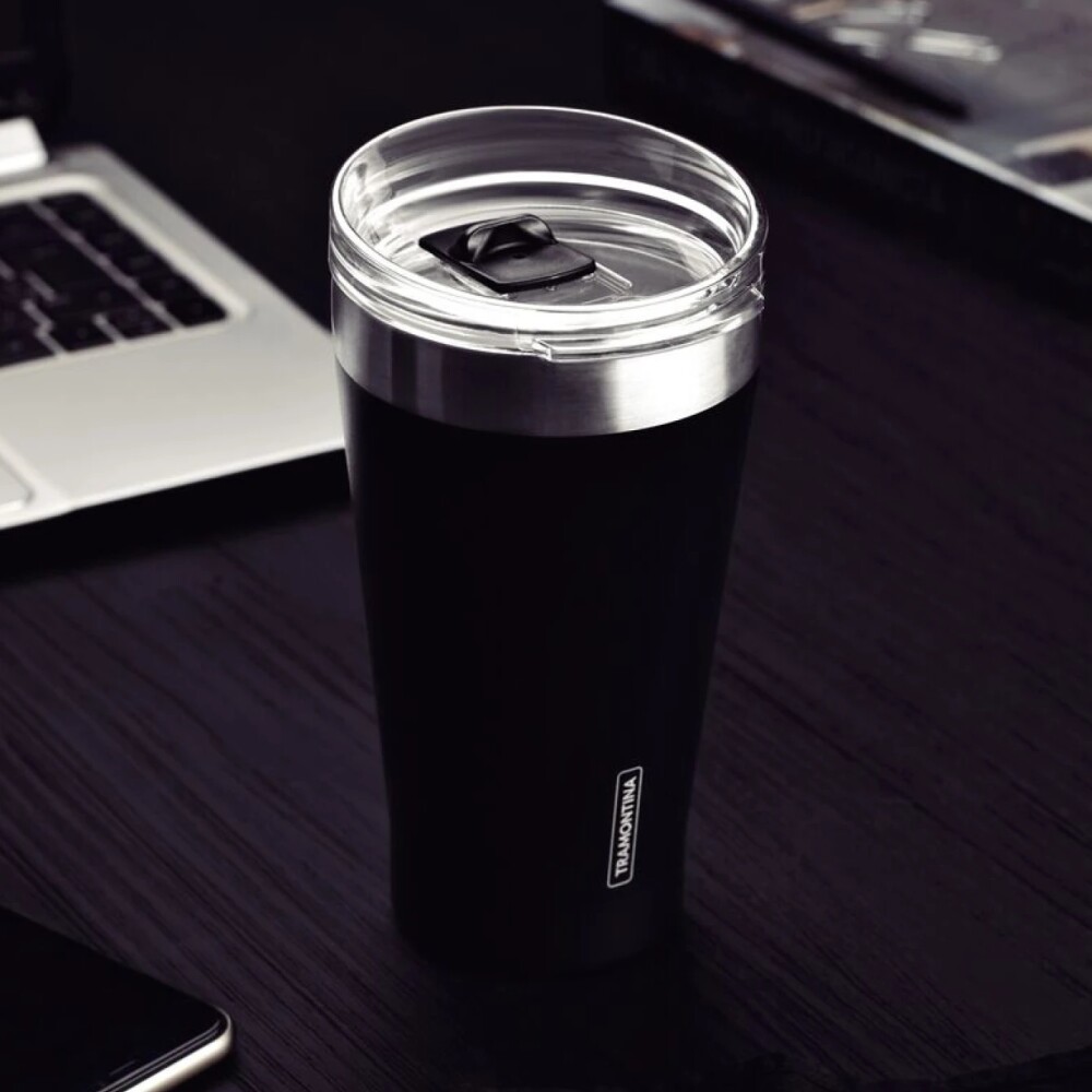 Vaso Térmico 550 ml de Acero Inoxidable con Tapa – Negro EXATA VASO TERMICO NEGRO / ACERO C/T INOX. 550 ML