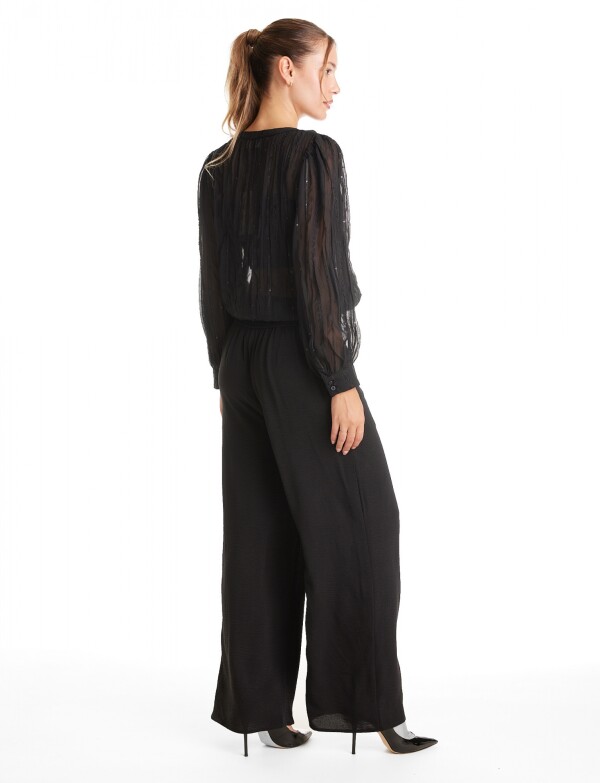 Palazzo Wide Leg Pinzas NEGRO